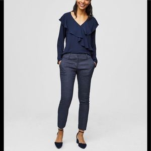 LOFT Skinny Ankle Pants. Dark Blue w/print